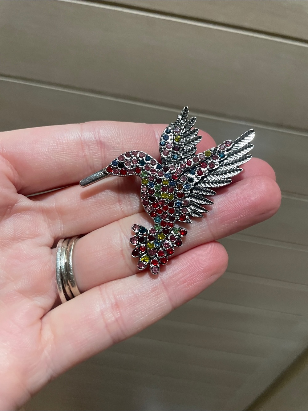 Rainbow Hummingbird Brooch - Picture 4 of 4